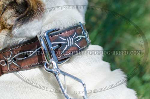 Adjustable Leather English Bulldog Collar 