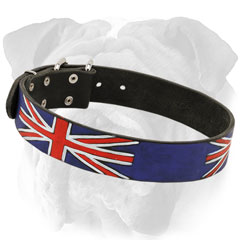 Trendy English Bulldog collar with Union Jack painting