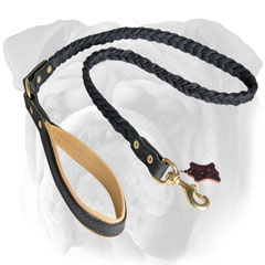 Leather English Bulldog Leash with Rust-Proof Fittings