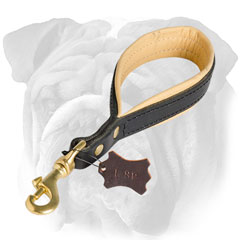 Leather Nappa padded English Bulldog leash
