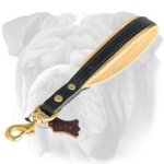 Leather English Bulldog Leash with Short Handle