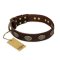 "Chocolate kiss" FDT Artisan Leather English Bulldog Collar with Old Bronze Look Oval Plates