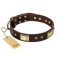 "Rich Fashion" FDT Artisan Decorated Leather English Bulldog Collar with Plates and Studs
