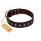"Spring Flower" Stylish FDT Artisan Brown Leather English Bulldog Collar for Comfy Walks