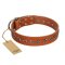 "Star Trek" FDT Artisan Tan Leather English Bulldog Collar Decorated with Stars