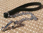English Bulldog Chain Leash with Leather Handle