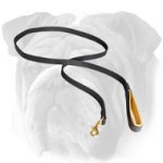 Long Leather Lead For English Bulldog Breed with Nappa Padded Handle