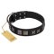 "Silver River" Designer Handmade FDT Artisan Black Leather English Bulldog Collar