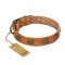 "Magic Amulet" FDT Artisan Tan Leather English Bulldog Collar with Oval Studs