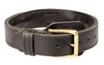 Classic Two Ply Leather English Bulldog Collar with Fur Protection Plate
