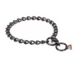 "Fur Protector" Black Stainless Steel English Bulldog Choke Collar - 1/6 inch (4 mm) wire diameter