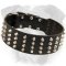 2 inch Wide Studded Leather English Bulldog Collar