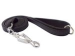 English Bulldog Leather Flat Leash with HS Snap Hook