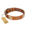 "Perfect Blend" FDT Artisan Tan Leather English Bulldog Collar 1 1/2 inch (40 mm) wide