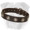 Decorated English Bulldog Leather Collar | Plated Conchos