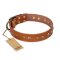 "Spring Flavor" FDT Artisan Adorned Leather English Bulldog Collar with Old Bronze-Plated Engraved Studs