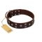 "Brown Shadow" Designer Handmade FDT Artisan Brown Leather English Bulldog Collar
