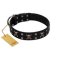"Black Jack" Stylish Handmade FDT Artisan Black Leather English Bulldog Collar