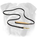 Practical Leather English Bulldog Leash with Nappa Padded Handle