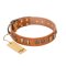 "Natural Beauty" FDT Artisan Tan Leather English Bulldog Collar with Old Bronze-like Circles and Plates