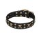 'Jolly Rojer' FDT Artisan English Bulldog Leather Dog Collar with Pirate Skulls and Studs