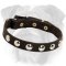 English Bulldog Studded Leather Collar | Nickel Plated Half-Ball Studs