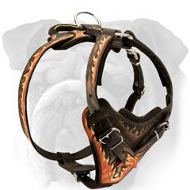 Custom Hand Painted Leather English Bulldog Harness