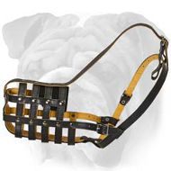 "Daily Comfort" Leather Dog Basket Muzzle for English Bulldog "Daily Comfort" Leather Dog Basket Muzzle for English Bulldog