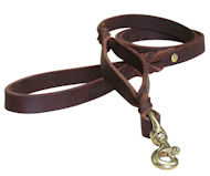 Guarantee Double Handle Leather Dog Leash 3/4 inch on 5 FT Guarantee Double Handle Leather Dog Leash 3/4 inch on 5 FT