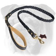 Comfortable Genuine Leather English Bulldog Leash with Nappa Padded Handle Comfortable Genuine Leather English Bulldog Leash with Nappa Padded Handle