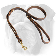 Double Handle Leather Leash for English Bulldog Double Handle Leather Leash for English Bulldog