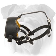 Adjustable Soft Bark Control Leather English Bulldog Muzzle