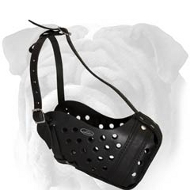 Attack Training Genuine Leather Muzzle for English Bulldog