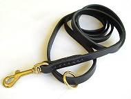 Flat Leather Leash 1/2 inch w/h brass hardware for English Bulldog Flat Leather Leash 1/2 inch w/h brass hardware for English Bulldog