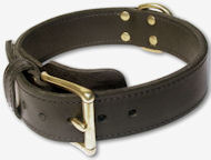 Working 2 Ply Leather English Bulldog Collar with Fur Protection Plate