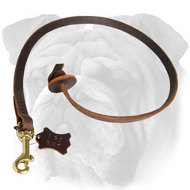 Training Leather English Bulldog Leash with Circle Handle