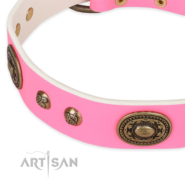 Trendy full grain genuine leather collar for your beautiful canine