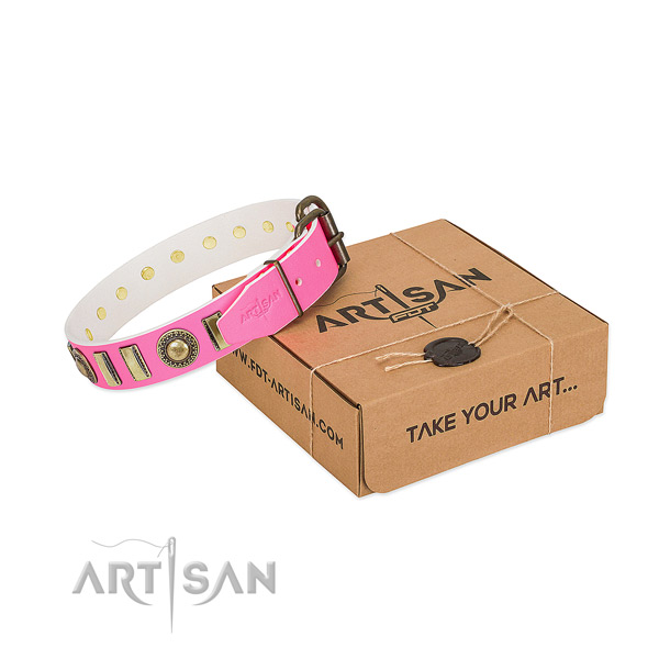 Durable leather dog collar created for your doggie