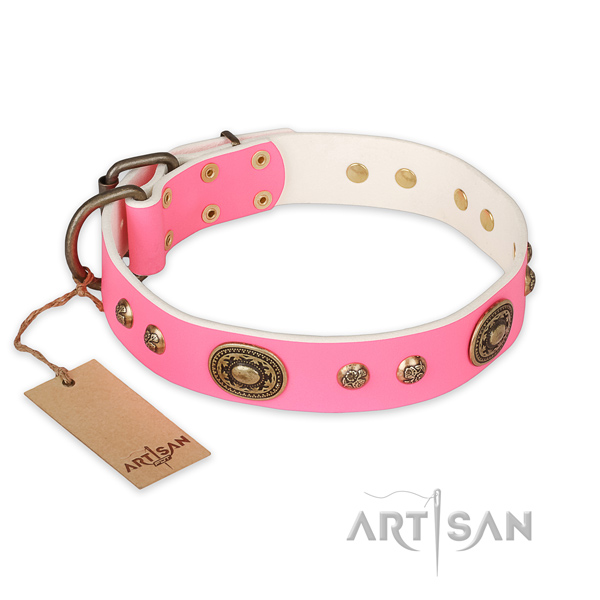 Best quality natural genuine leather dog collar for comfortable wearing