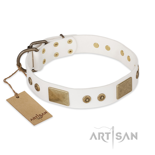 Significant natural leather dog collar for handy use