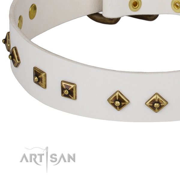 Adjustable full grain natural leather collar for your handsome four-legged friend