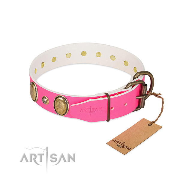 Comfortable wearing best quality full grain natural leather dog collar