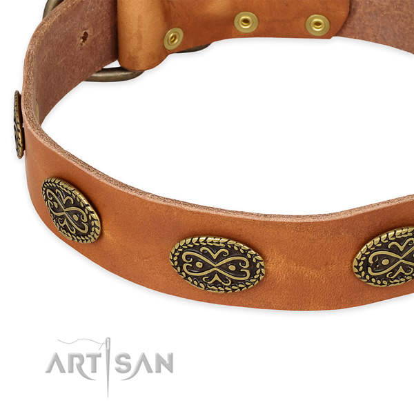 Adjustable full grain leather collar for your handsome doggie