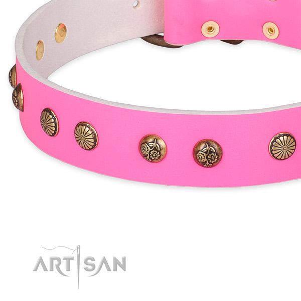 Easy to adjust natural genuine leather collar for your impressive canine