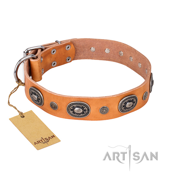 Soft to touch leather collar handmade for your doggie