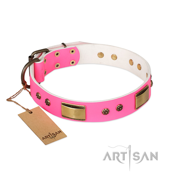 Handmade full grain natural leather collar for your pet