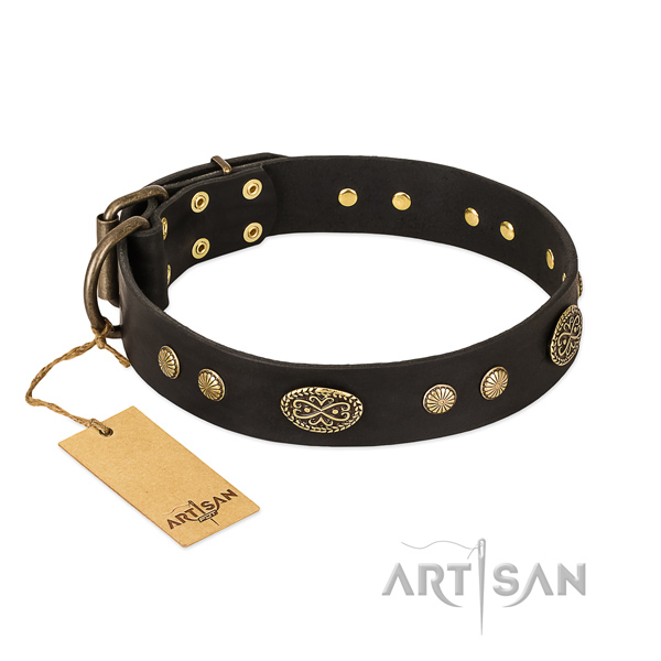 Rust resistant fittings on full grain leather dog collar for your dog