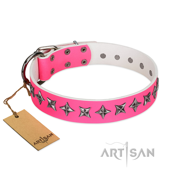 High quality natural leather dog collar with incredible studs