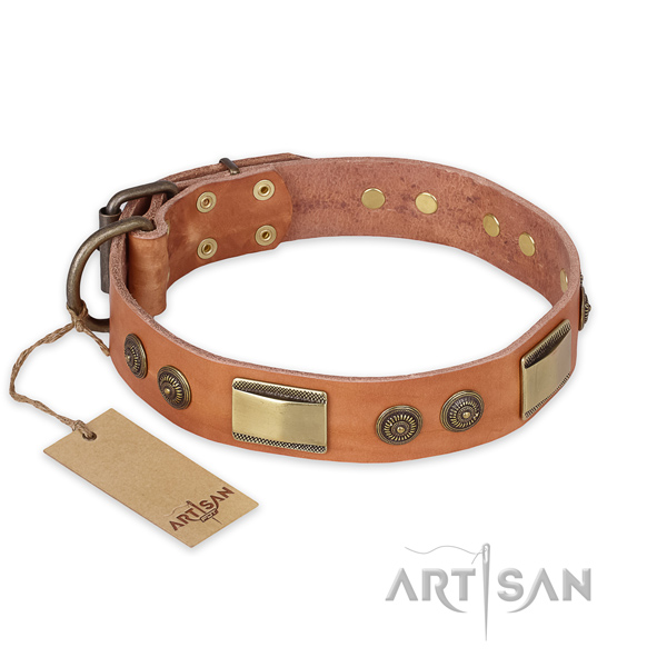 Exquisite full grain genuine leather dog collar for daily use