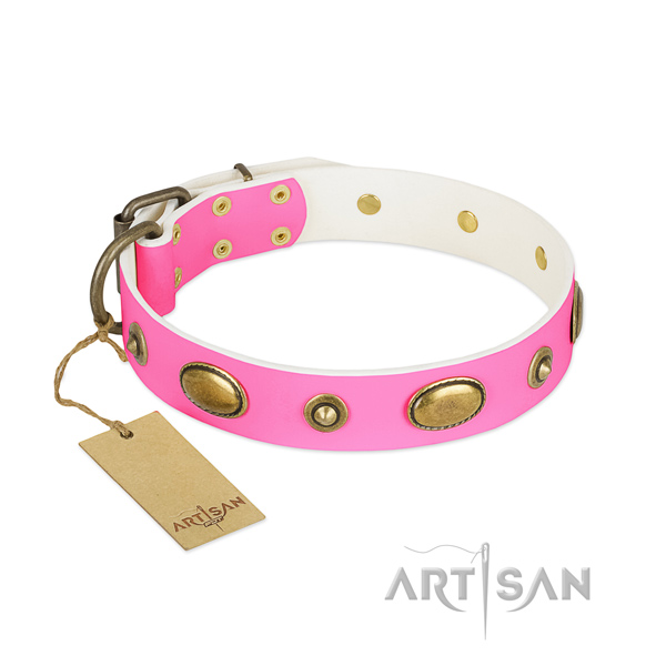 Awesome full grain natural leather collar for your four-legged friend